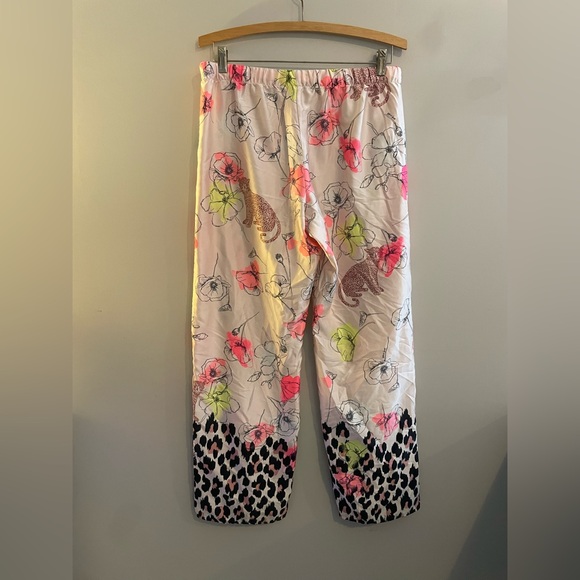 Victoria Secret Silky Pajama Pants with Floral and Cheetah Print Pink - Picture 5 of 5